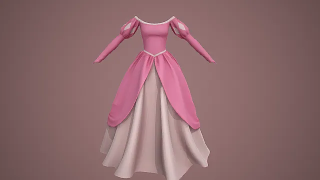 童话花园城堡场景奥罗拉公主粉纱礼裙模型