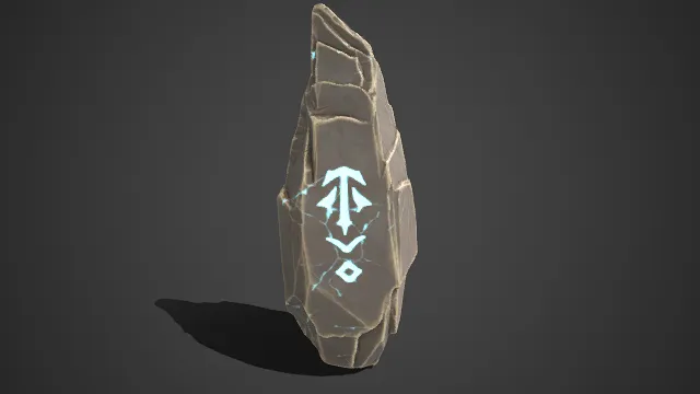 奇幻风格  符文石  灰褐裂纹岩石  纹理粗糙  符文图案  魔法场景道具  神秘