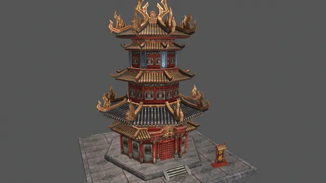 圆塔 古风建筑 古风模型 建筑模型