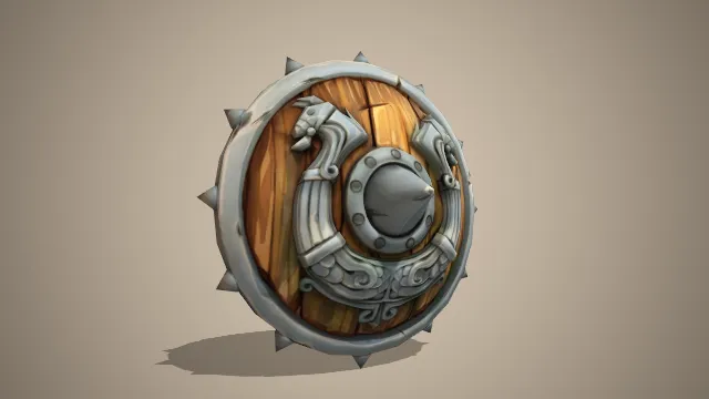 铁包边，中间装有铁刺的护盾