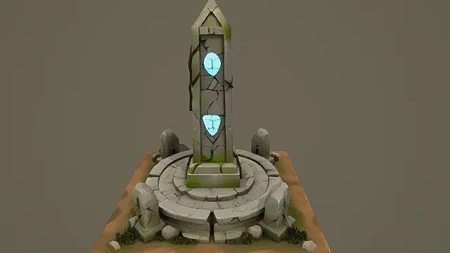 卡通风格奇幻发光方尖碑场景3D模型