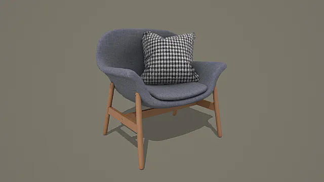 现代简约风灰调布艺单人沙发3D模型