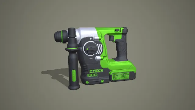 绿黑锂电无刷电锤单款 3D 模型