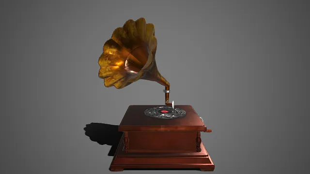 复古  留声机模型  典雅  喇叭呈花瓣状  老式器械  黑胶唱片  