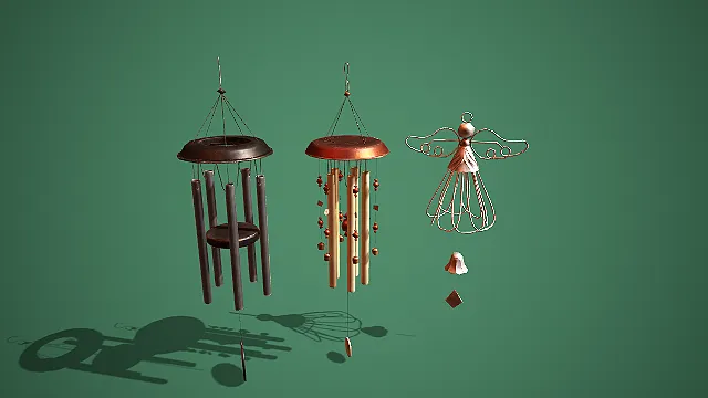 做旧金属风铃与天使挂饰组合