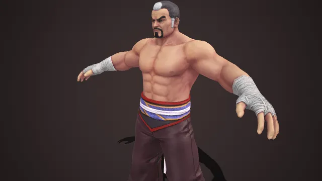 硬汉  传统武道  灰发虬须  壮硕肌肉  经典武斗装扮  质朴硬核  刚猛战斗动作  硬汉格斗类 