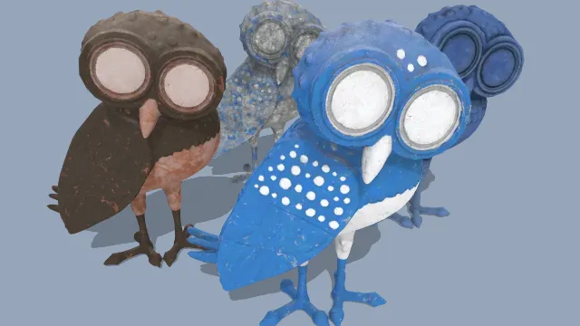 木制玩具歪头雅典猫头鹰雕刻摆件