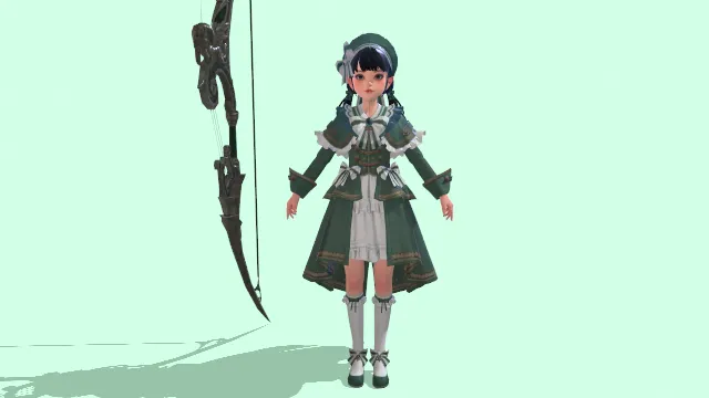 游戏模型 人物模型 英伦风 绿色系 游戏皮肤