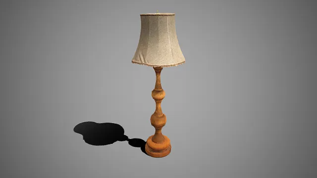 木质落地灯  多段式立柱造型  自然的木纹  布艺材质灯罩  毛边装饰  欧式古典灯具  