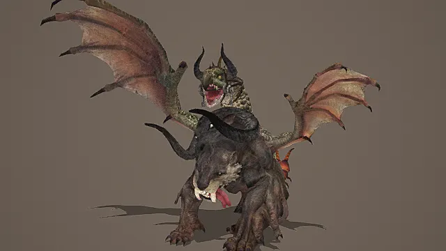 暗黑奇幻风格双生融合怪兽模型