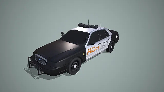 黑白经典款警用拦截轿车带警犬标识 3D 模型