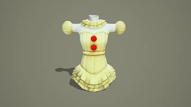 可爱风格黄色连衣裙3D模型，独特造型设计