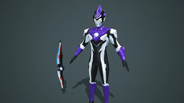 带武器的紫黑白配色特摄英雄角色模型