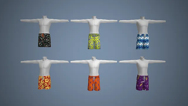 沙滩短裤  宽松版型  夏日度假风  撞色搭配  海洋元素