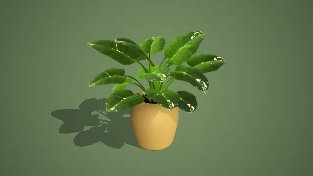 写实风格金色圆盆绿萝盆栽 3D 室内装饰植物模型