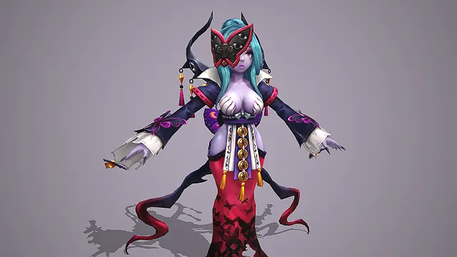 卡通风和风蝶妖女鬼魅角色 3D 游戏模型