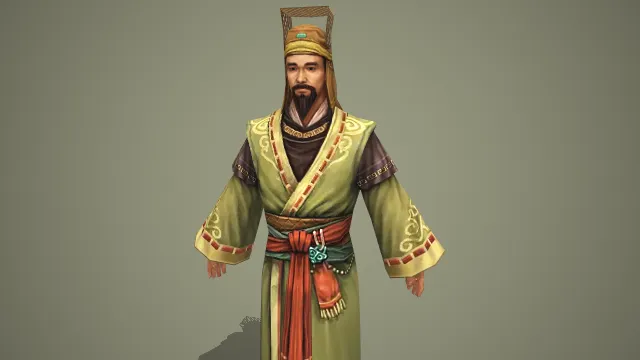 古风绿袍官员角色游戏 NPC 模型