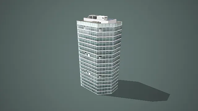 现代浅蓝玻璃幕墙超高层写字楼 3D 模型 城市 CBD 商务楼资产
