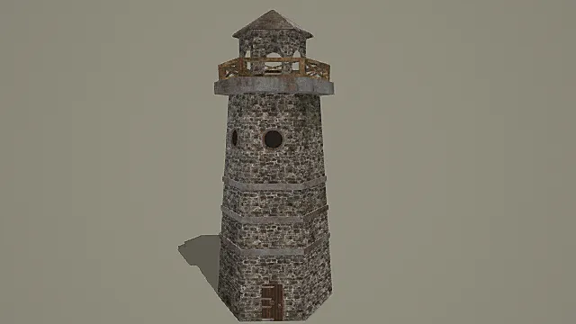复古石砌瞭望塔3D模型