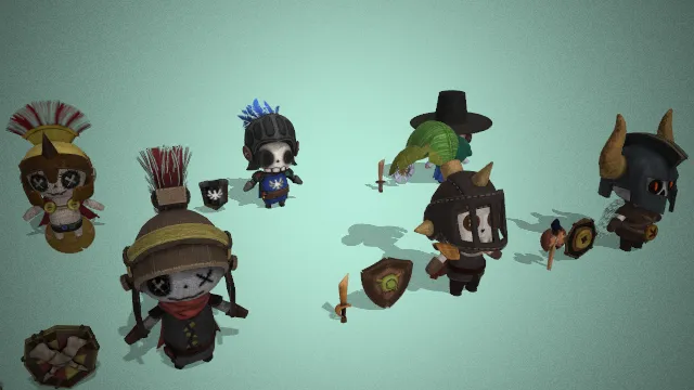 玩偶  骷髅战士  多样盔甲  Q版造型  盾牌