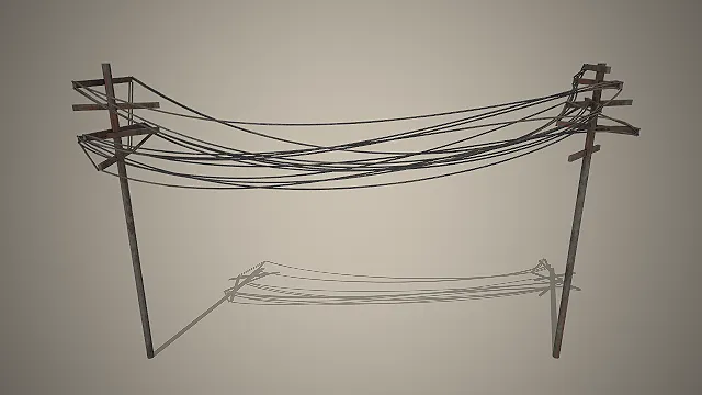 电线杆  电缆线  场景道具  复古  破损风