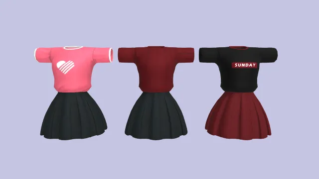 百褶裙  爱心图案  休闲套装  甜美风  学院风