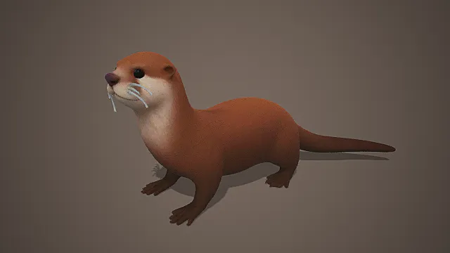 萌系橙腹水獭模型