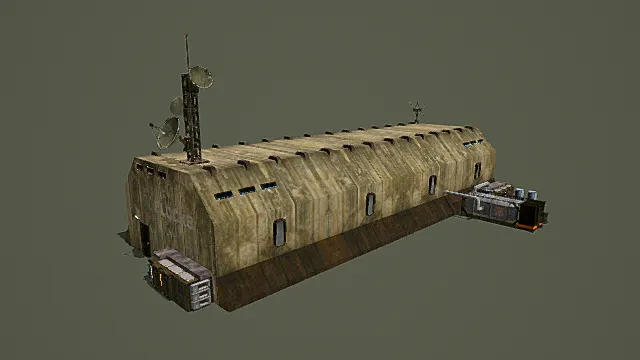 复古做旧工业风营房（含卫星天线与附属设备）