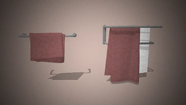 一组浴室毛巾收纳的3D模型