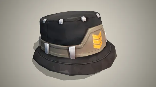 灰色的渔夫帽铁片金色条纹做装饰