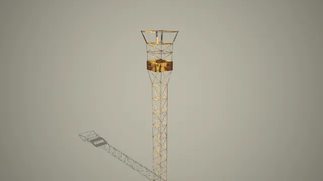 老旧金属桁架瞭望塔带平台建筑 3D 模型