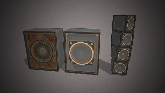 一套写实风格的复古音箱3D模型