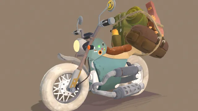 风格化装有旅行包行李的自行车摩托车