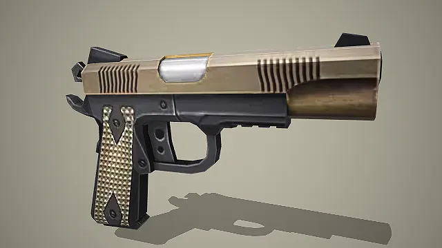 写实风格战术改装半自动手枪 3D 模型 复古金属质感
