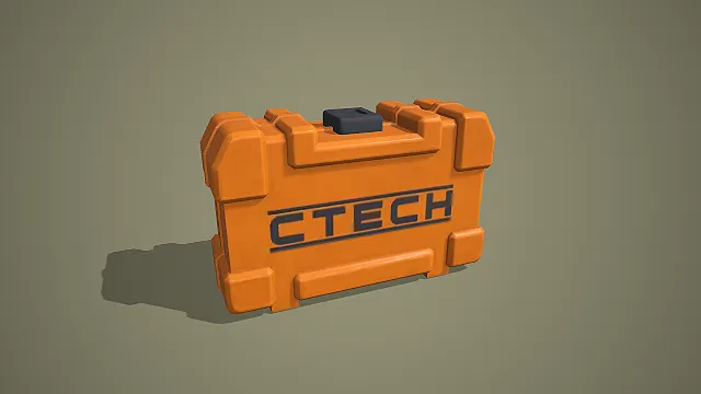 橙色加固工具箱 3D 低多边形储物工具模型