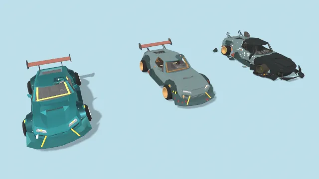 硬件损坏的汽车跑车风格化模型