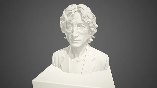 约翰・列侬  胸像  卷发  细框眼镜  休闲西装外套  简洁写实  音乐主题  披头士