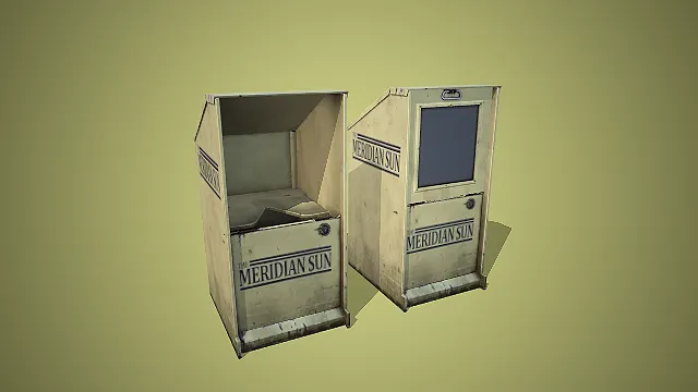 卡通风格复古 MERIDIAN SUN 报刊箱组合装饰道具