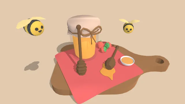 蜜罐野餐玻璃瓶放在盘子上有蜜蜂飞来