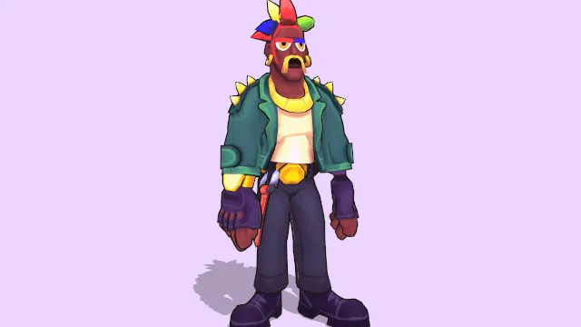 角色低多边形朋克风格化人物行动动画