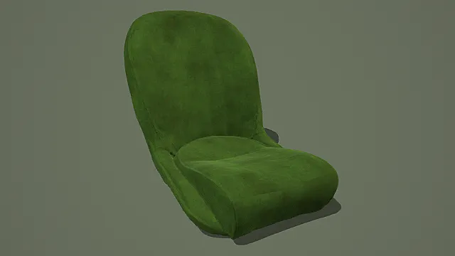 复古做旧风墨绿色绒布座椅3D模型
