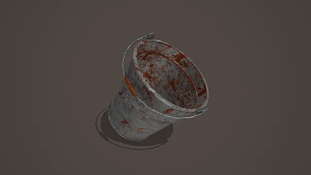 暗黑惊悚风格血迹金属桶模型