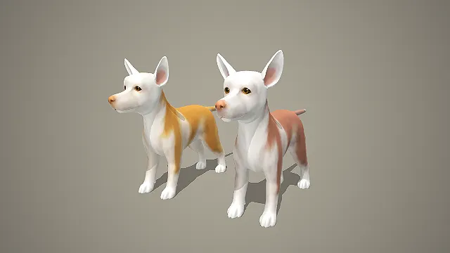 双色短毛梗犬 3D 模型 呆萌宠物犬角色素材合集