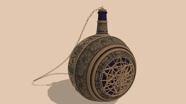 装有药水的华丽瓶子瓶口有锁链装饰