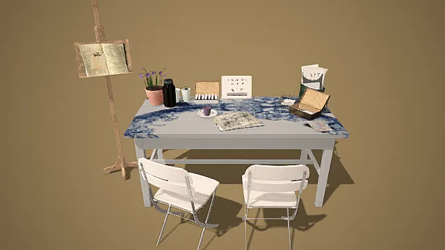 现代  书桌椅   书桌布局场景