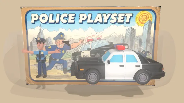 警察玩具套装在泡罩包装中模型汽车