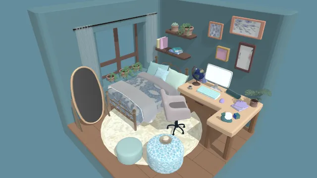 等距卧室房间家具场景电器内饰