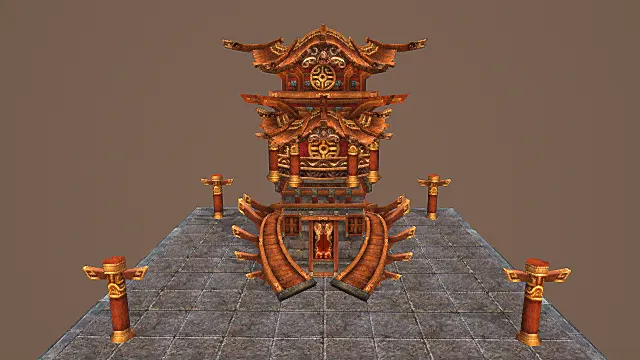 卡通风格华丽中式宫殿建筑3D模型