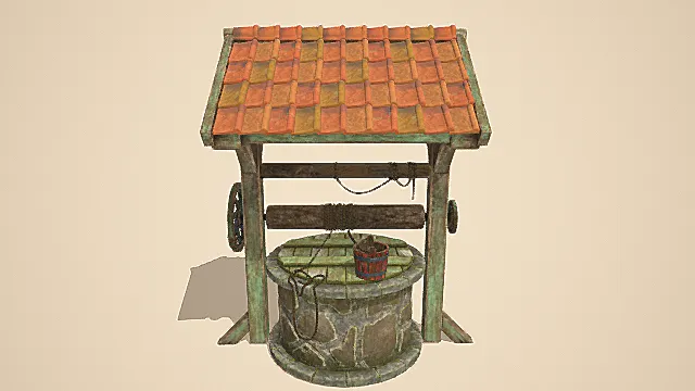 废土田园风格复古水井道具3D模型