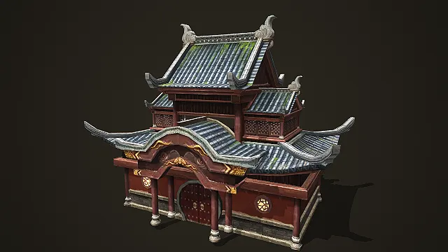 带青苔灰瓦的中式古风殿堂建筑